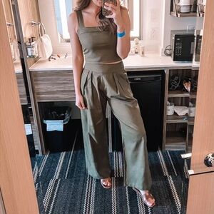 Abercrombie Linen-Blend Foldover Top Green